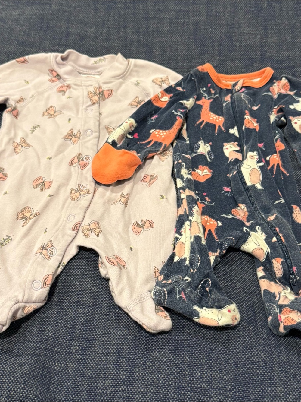 Hanna Andersson Newborn Sleeper Footie lavender Butterfly Print Organic Cotton